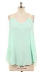 Mint tank top with crochet detail, coming soon!