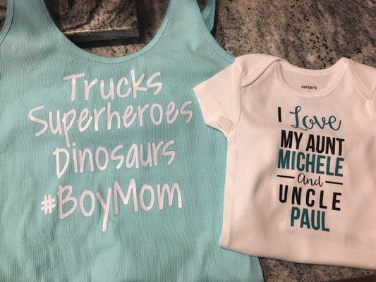 Custom made mom tank and baby onesie