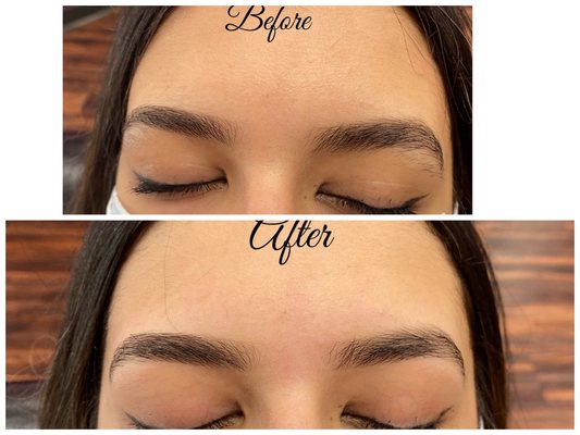 Before and after eyebrow threading by me