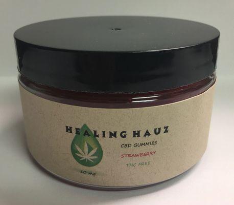 Healing Hauz 0.00% THC Full Spectrum CBD Gummies, 3rd party tested with certificate of analysis.