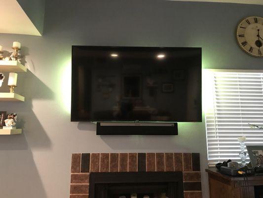 LED back lights on tv mount