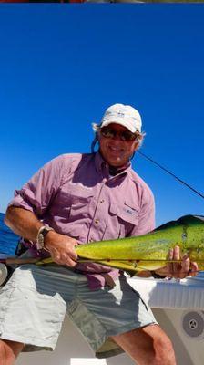 Mahi on the fly- 100 miles south of Newport, RI