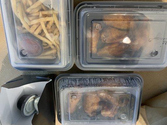 Fries, Cajun 6 Bone-In Wings, Sweet Chili 6 Bone-In Wings