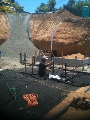 George installing the rough plumbing for a new Los Altos Hills home.