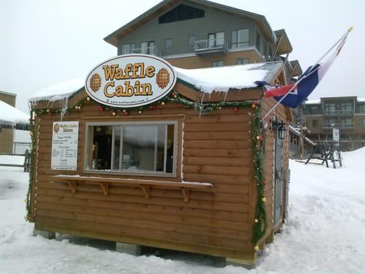 A snowy day at #JayPeakResort #WaffleCabin