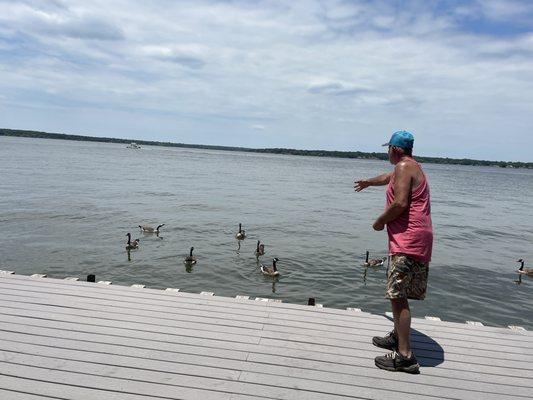 Bill feeding the ducks