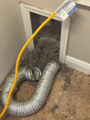 This customer hadn't had their dryer vent cleaned for 20 years. 

https://jonathansappliance.com/services/dryer-vent-cleaning/