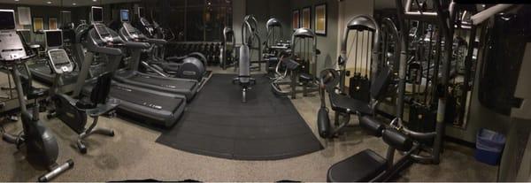 Panoramic shot of the gym, aka the home office, aka buff factory, aka swole city