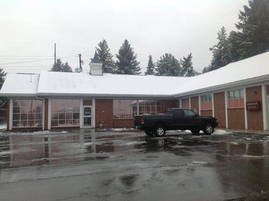 The Gerould's entrances: restaurant on the left, pharmacy on the right