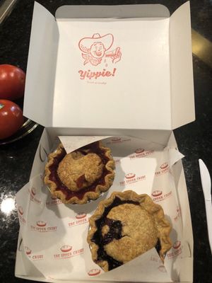 Raspberry Rhubarb and Blueberry mini pies!