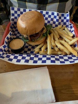 Peanut butter pickle burger.