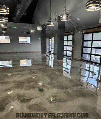 Metallic Epoxy Coating, Champagne color for Kodiak Brewery in Aurora.