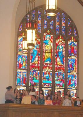 Children's Choir singing in the balcony