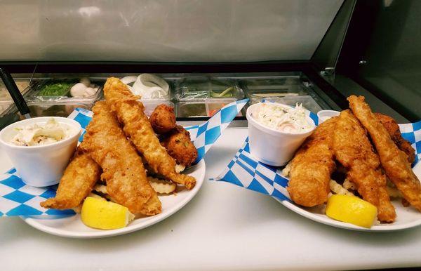 Fantastic Fish Frenzy Friday, 3 pieces of beer battered fish, served with Hush Puppies,  Coleslaw and Fries! Friday Only..