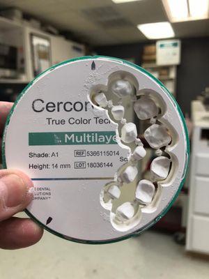 In House Milling, multilayer Zirconia