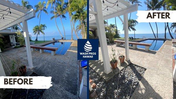 Pool Deck Cleaning Before and After (Hawaii Kai)