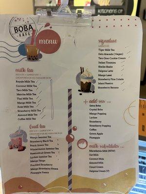 Boba menu