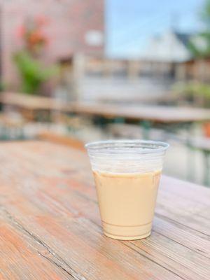 Brown sugar and warm spices oat milk iced latte