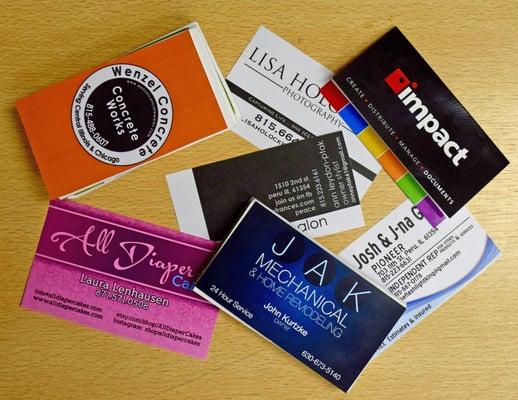 Local business card printing and design services.