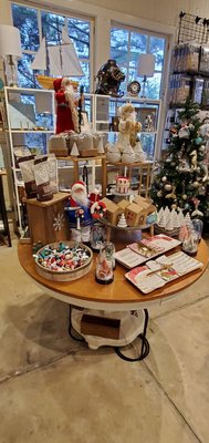 One of the hundreds of tables, with merchandise.