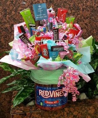 Girlie Girl Candy Lipstick Bouquet and Red Vines Her Favorites