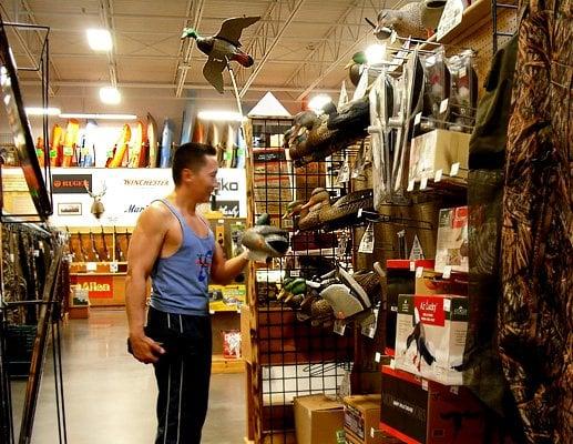 inspecting the merchandise inside the store