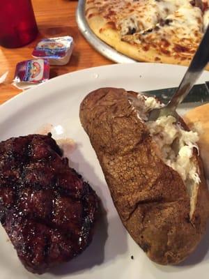 6oz sirloin and huge baked potato