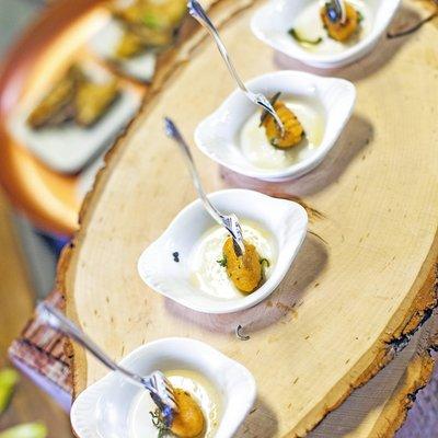 Pumpkin Gnocchi in a Lemon Butter Sage Sauce garnished with a Fried Sage Leaf