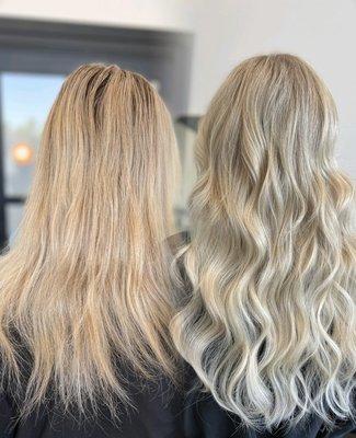 Before + After - Custom Blonding + Hand tied Extensions