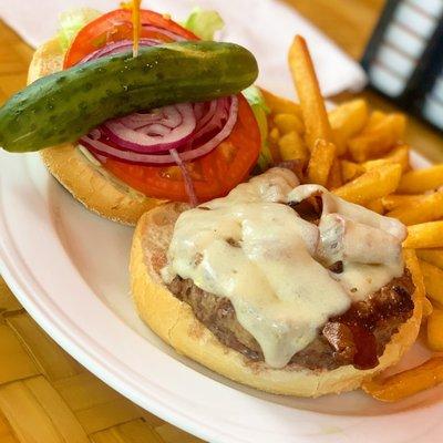 Bacon Cheeseburger, Ordered with Well-Done Fries