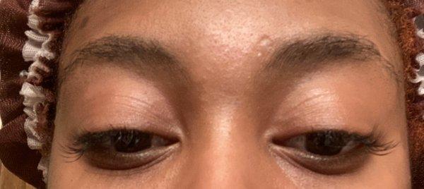 The first set of "Mink " lash extensions immediately after they were done