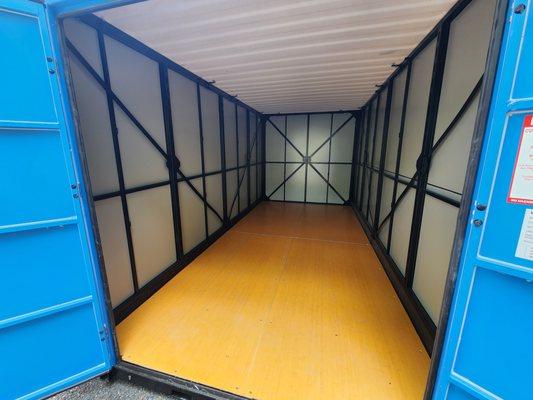 Check out how spacious our containers are! These are equivalent to a traditional 10' x 12' storage unit!