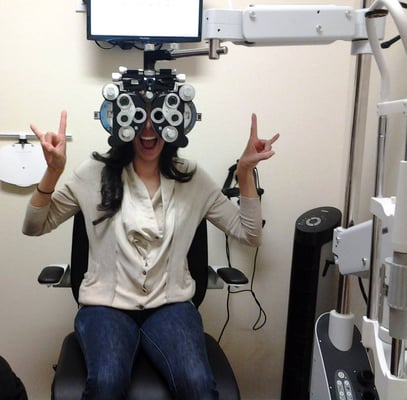 One of our awesome patients having her eye exam done!