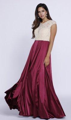 Modest Prom Dress with a gorgeous sweetheart illusion lace top.