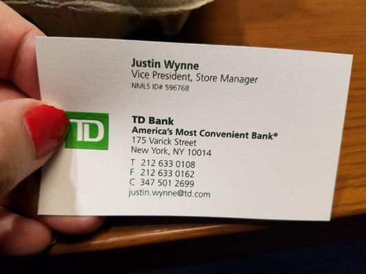 Bank business card