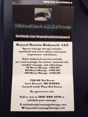 Business card and rates