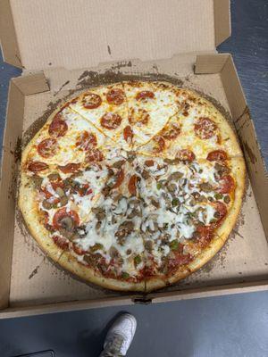 Half Supreme Half Pep Pizza