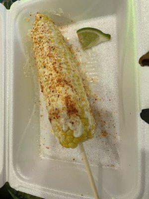 Most incredible street corn. The corn is so sweet and perfectly cooked to order