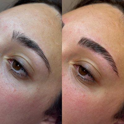 Brown lamination makes your brows more beautiful and designed more hairs effect