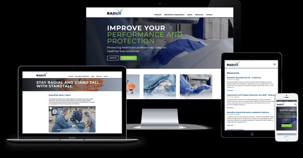 RADUX DEVICES MEDICAL DEVICE WEBSITE DESIGN & SELL SHEETS:A FEATURE-RICH WEBSITE DESIGN AND NEW COLLATERAL DRIVES SALES FROM PHYSICIANS