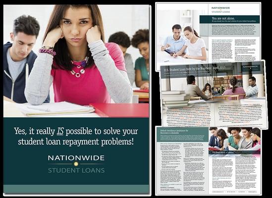 Brochure design for student loan remediation company.