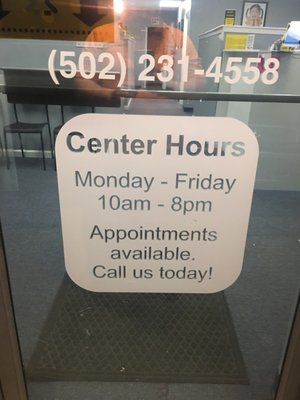 Hours and contact info