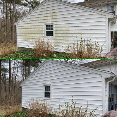 Home siding soft wash. What a difference!