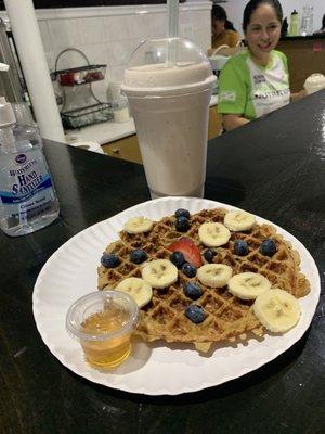 The best protein you can get in both waffle and shake. Great service ,i love it !!!!!