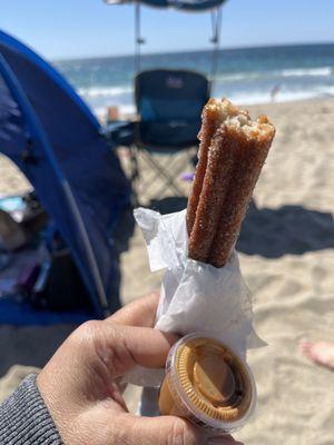 Churros and caramel dipping sauce