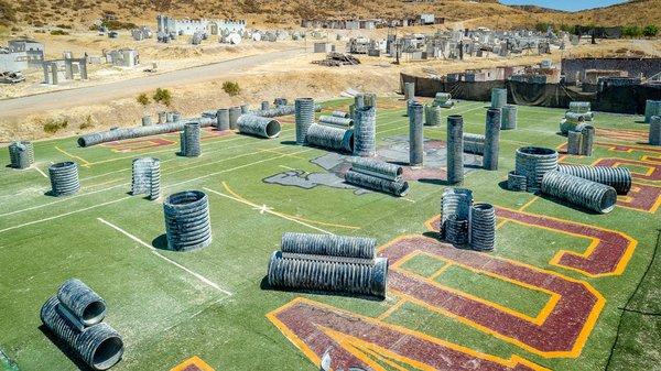 Hyperball is constructed of large diameter irrigation tubing.  This was the industry standard for tournament paintball fields since the 90's