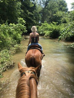 miles of trails to ride that include riding through a creek