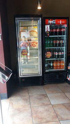 Soda and frozen pizza