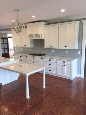 Prefabbed cabinetry  Quartz tops