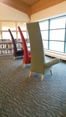 Cool chairs looking out to a nice view - Milford Public Library.